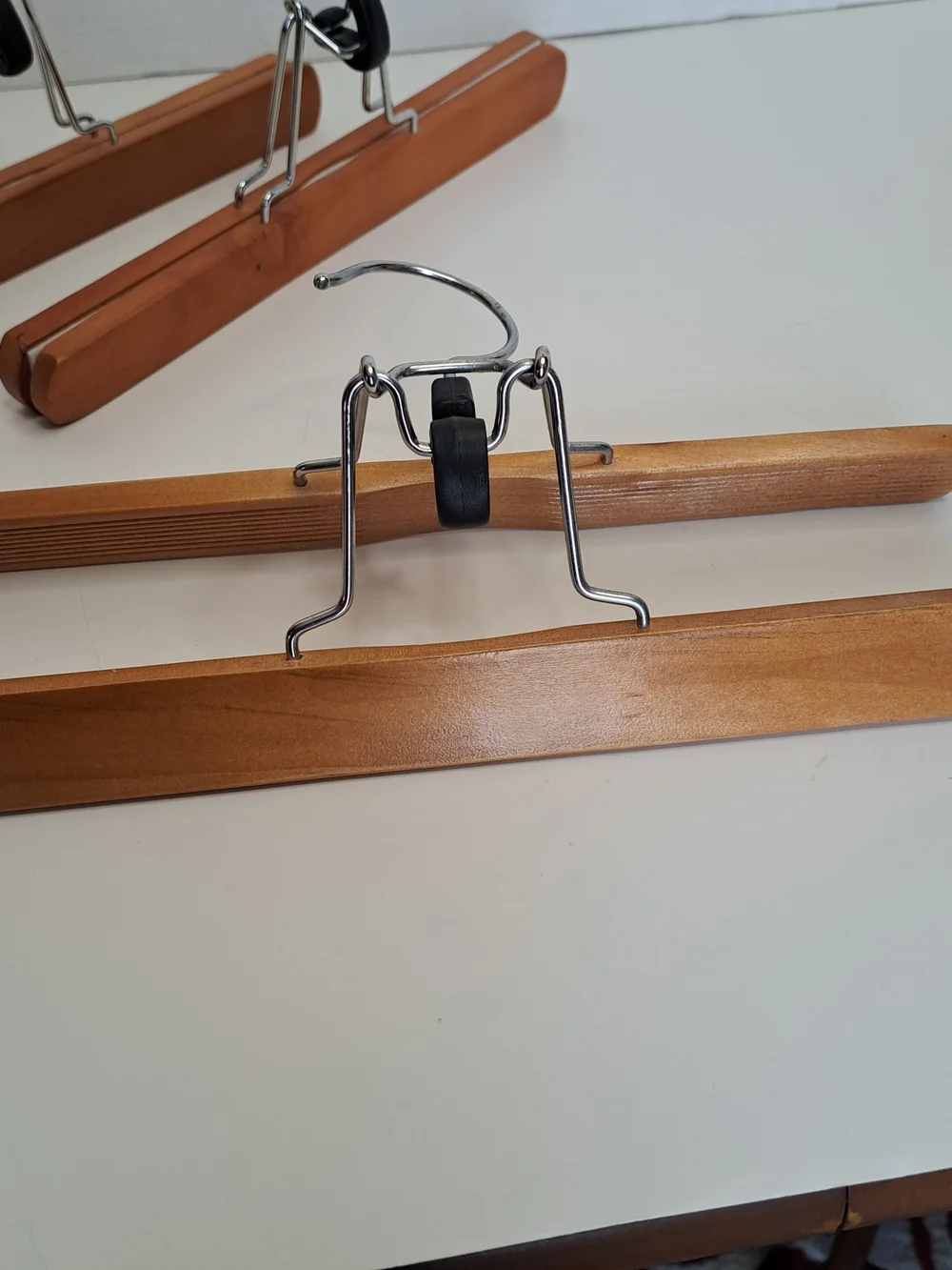 Lot of Vintage hangers, 13 Satin, 3 Wooden Pants, 2 Plastic Pants Hangers